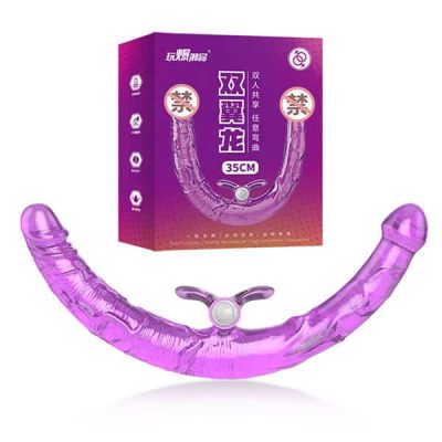 Vibrador sexual de cabeça dupla de 35 cm, dupla penetração, estimulação dupla, pênis duplo