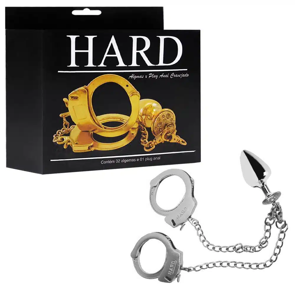 Kit algemas com plug anal cravejado com strass tamanho M  Hard Metal  Imagem 3