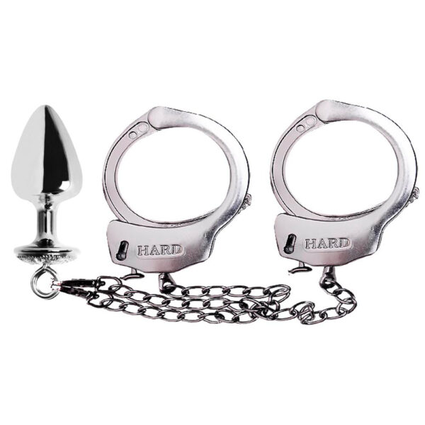 Kit algemas com plug anal cravejado com strass tamanho M - Hard Metal - Image 6