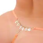 Calcinha fio dental sexy laranja neon palavras strass tallyta moda intíma - Imagem 13