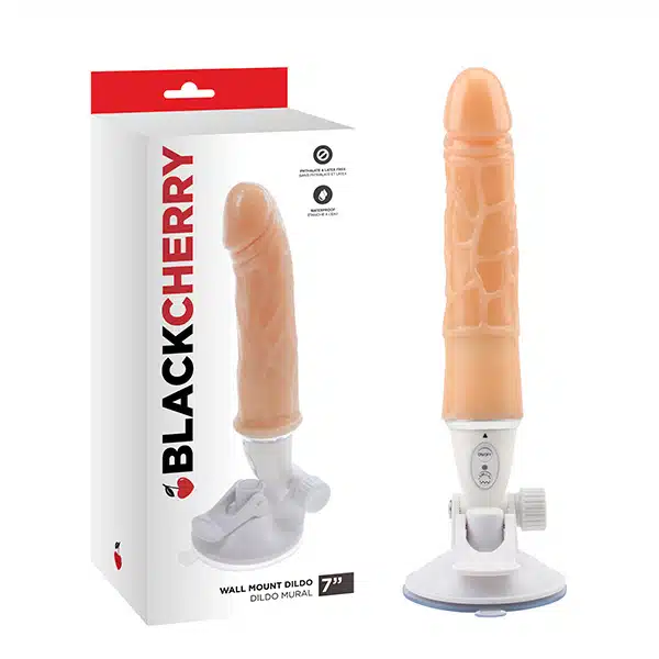 Pênis realístico com ventosa na base e 12 modos de vibração - Black cherry wall mount dildo 7