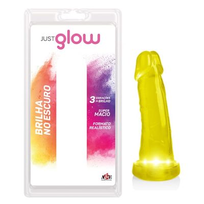 Pênis Realístico com LED 8 Amarelo 16X4cm - Just Glow