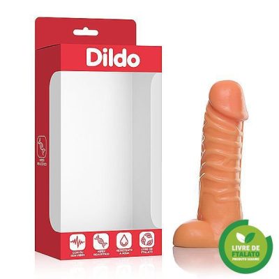 Pênis Realístico nervoso com escroto e sem vibro Dildo 17x4 cm