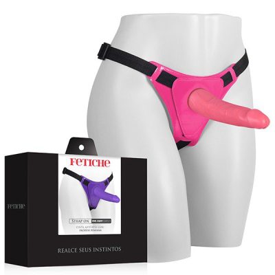 Cinta Peniana Strap On Vinil Adjust Completa com Pênis 19x5cm - Rosa