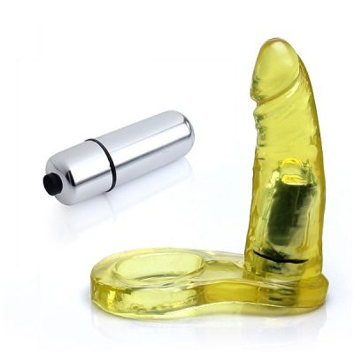 Alternative view of Anel Peniano Companheiro Com Vibrador Torpedo - Amarelo