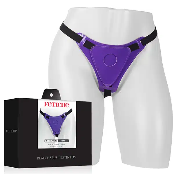 Cinta Peniana Ajustável Strap On Vinil Lilas com Elástico