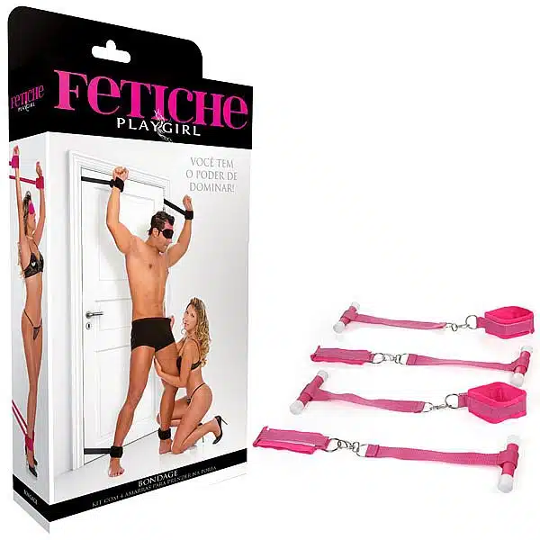 Kit com 4 amarras em Pelúcia para Porta - Rosa