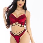 Conjunto com bojo soft cropped em laise - Deluxe