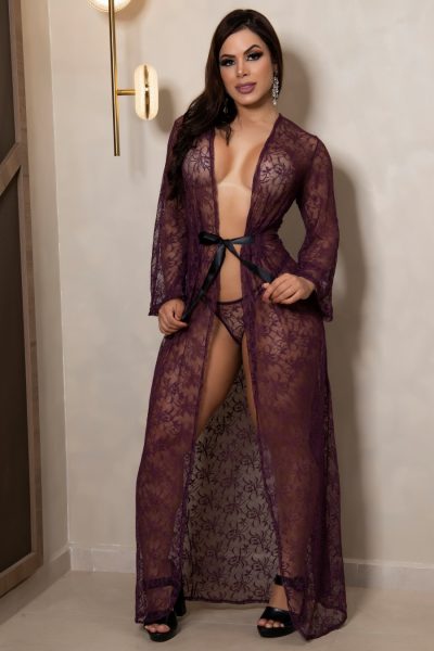 Alternative view of Robe longo em rendão com fita Cor Absoluto - Lingerie garota veneno