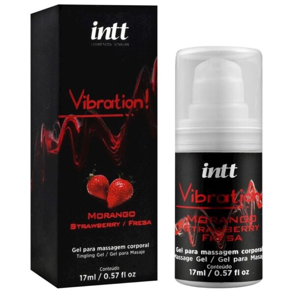 Intt Vibration morango - Gel com Efeito de Vibração que vibra, pulsa e esquenta 17ml