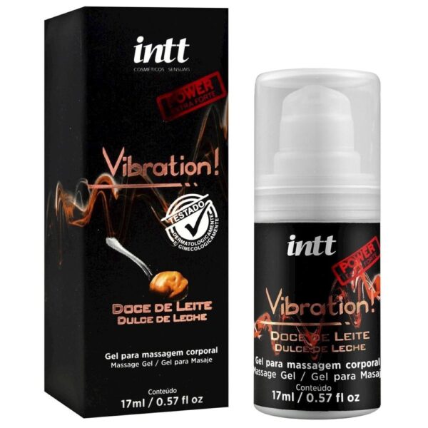 Vibration gel excitante que vibra power extra forte sabor doce de leite intt 17ml