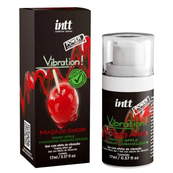 Intt vibration power extra forte - gel excitante unissex com efeito de vibração no sabor de maçã do amor - 17ml