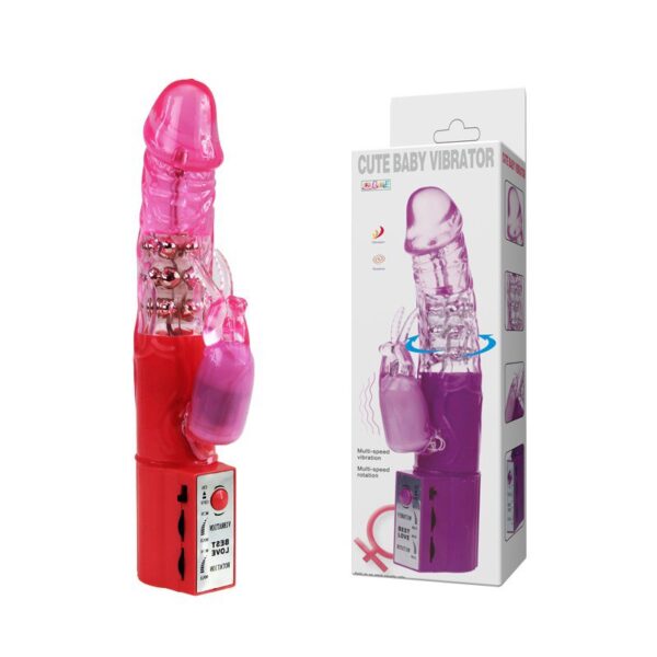 Vibrador Rotativo Jack Rabbit Com Pérolas Coelho Rosa 18,5 cm