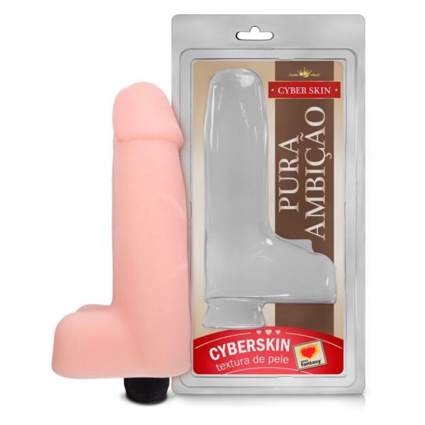 Pênis Em CyberSkin Com Vibrador e Escroto 18cm - Sexy Fantasy