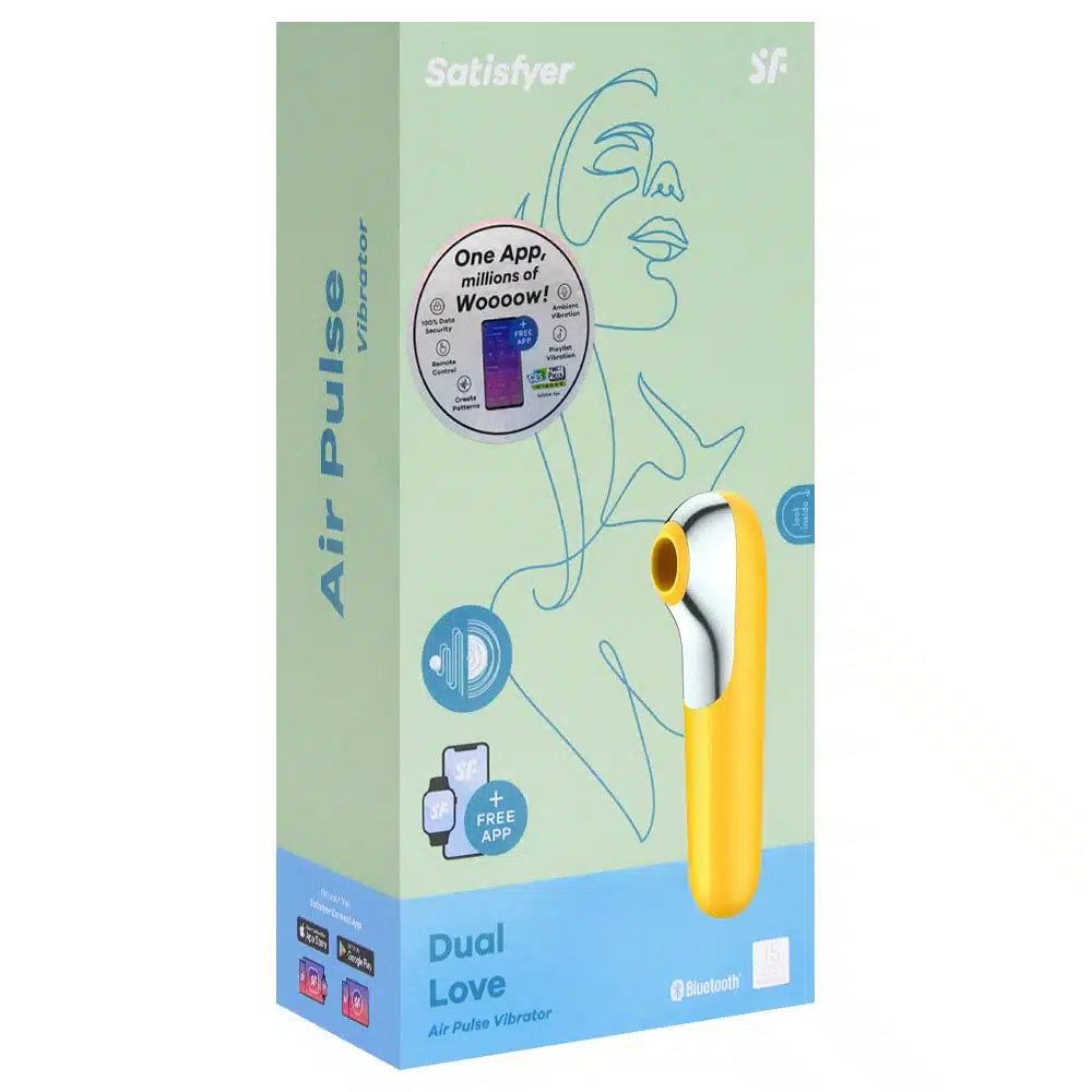 Satisfyer Dual love  Estimulador clitoriano e vibrador em silicone com 11 modos de sucção e vibração | cor: amarelo  Imagem 7