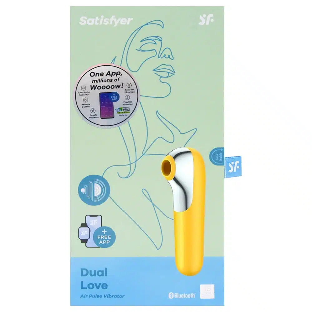 Satisfyer Dual love  Estimulador clitoriano e vibrador em silicone com 11 modos de sucção e vibração | cor: amarelo  Imagem 6