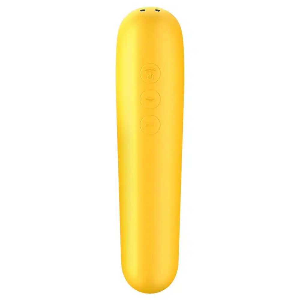 Satisfyer Dual love  Estimulador clitoriano e vibrador em silicone com 11 modos de sucção e vibração | cor: amarelo  Imagem 4