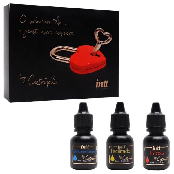 Intt - kit meu primeiro anal com dessensibilizante, gloss anal e lubrificante - contém 3 frascos com 8 ml