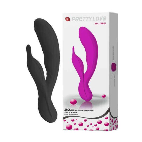 Pretty love Bliss - Vibrador estimulador de ponto g e clítoris recarregável em silicone com 30 modos de vibração - Preto