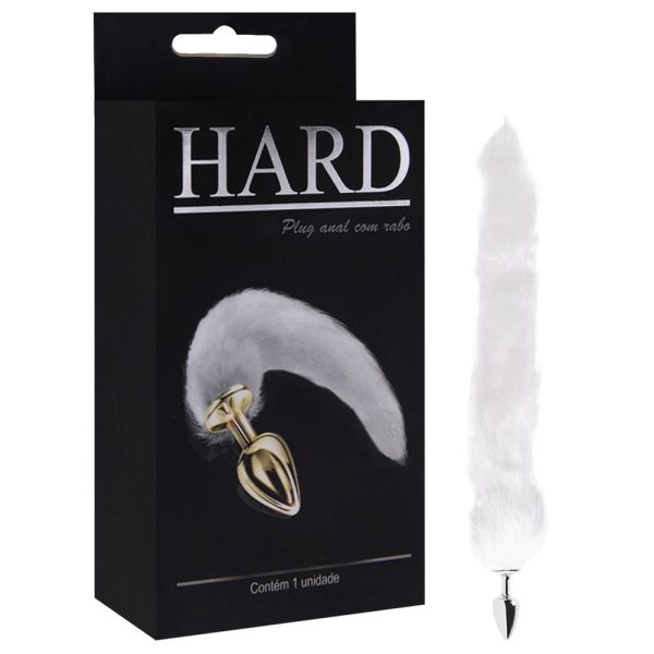 Plug Anal em Metal Cromado com Rabo Longo Branco - Hard - Image 7
