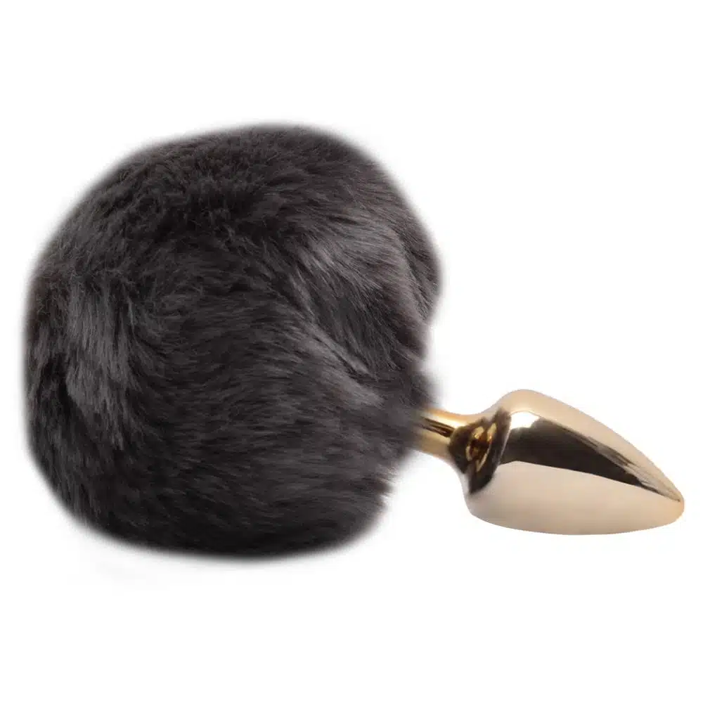 Plug De Metal Dourado Com Rabo Pompom – Hard  Imagem 3