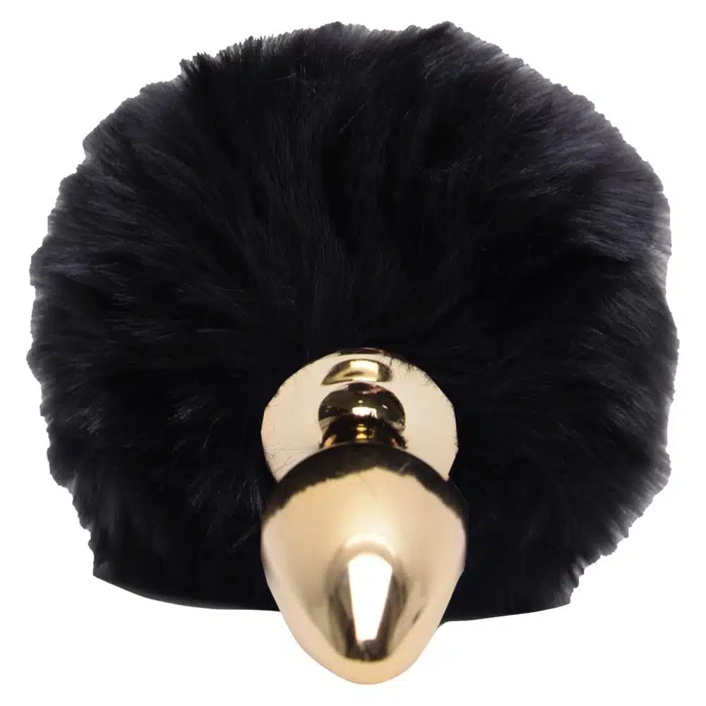 Plug De Metal Dourado Com Rabo Pompom Escuro – Hard  Imagem 2