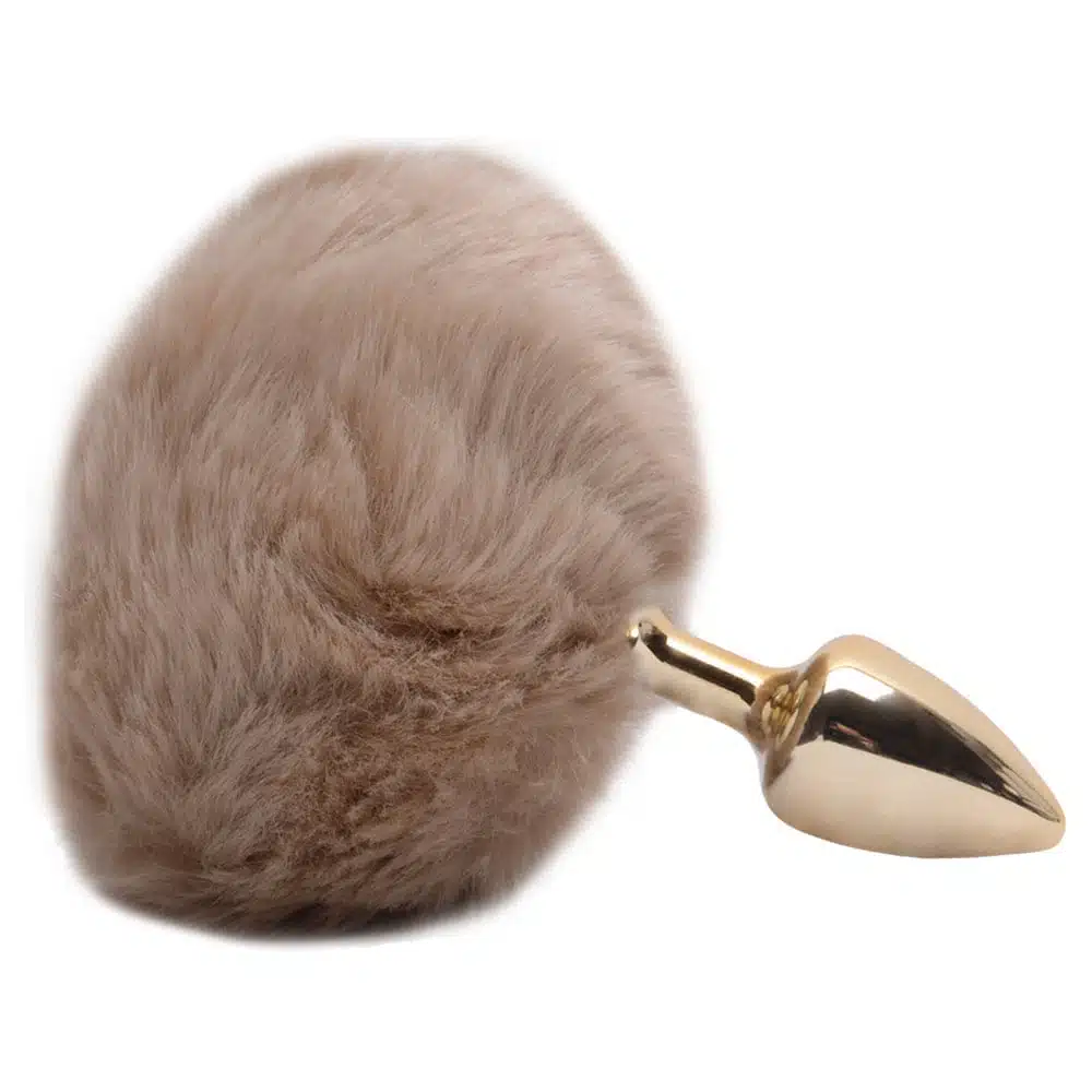 Plug De Metal Dourado Com Rabo Pompom Claro – Hard  Imagem 3