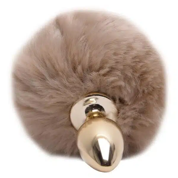Plug De Metal Dourado Com Rabo Pompom Claro – Hard - Imagem 2