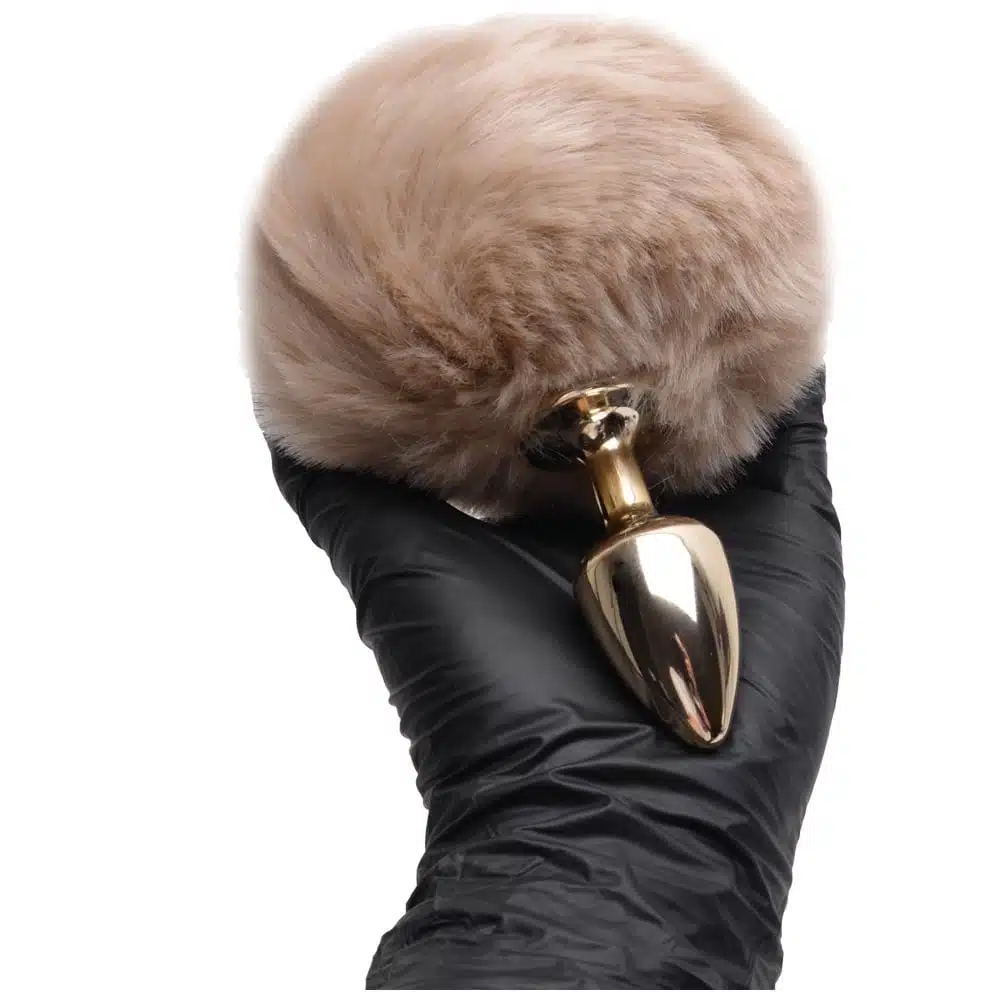 Plug De Metal Dourado Com Rabo Pompom Claro – Hard  Imagem 5