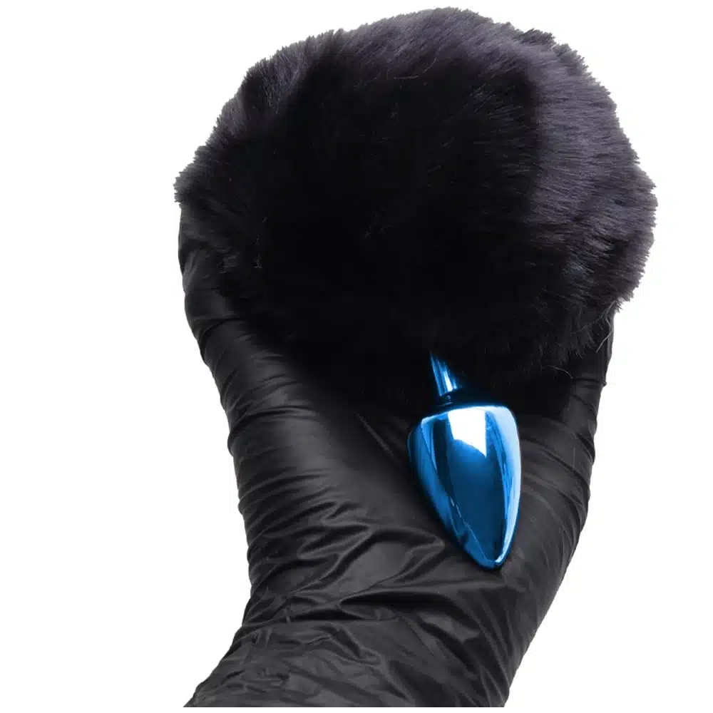 Plug De Metal Azul Com Rabo Pompom Escuro – Hard  Imagem 3