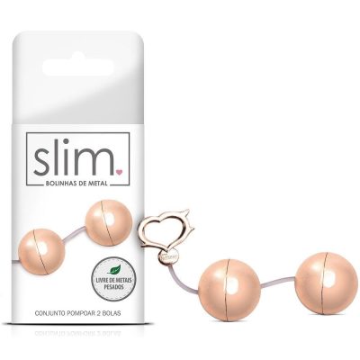 Conjunto de pompoar com 2 bolas em metal rose