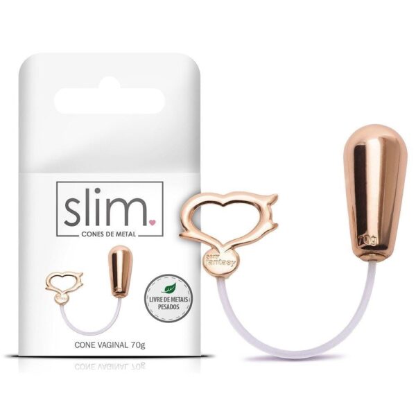 Sexy fantasy slim - Cone vaginal em metal para pompoarismo com alça que possui um berloque | 70g