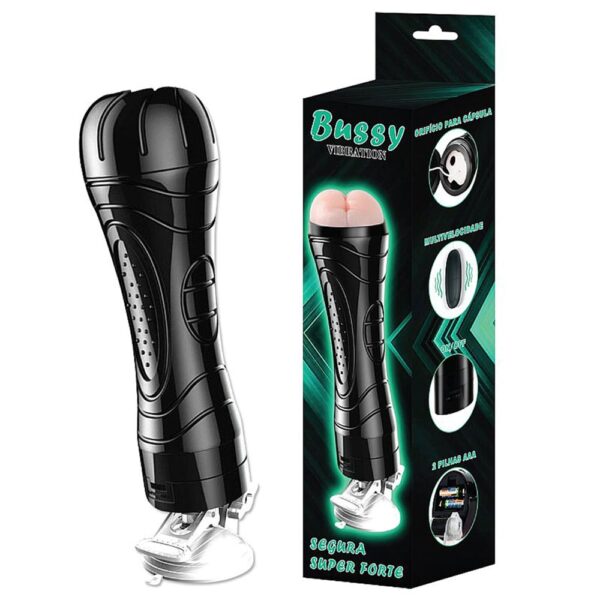 Bussy vibration - Masturbador lanterna em cyberskin com forma de Ânus, vibração multivelocidade e ventosa - 24,8 cm