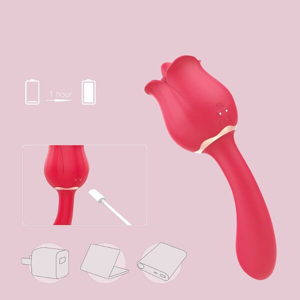 Vibrador de Ponto G e Estimulador com Língua em formato de Rosa PRO 2 - S-Hande - Image 7