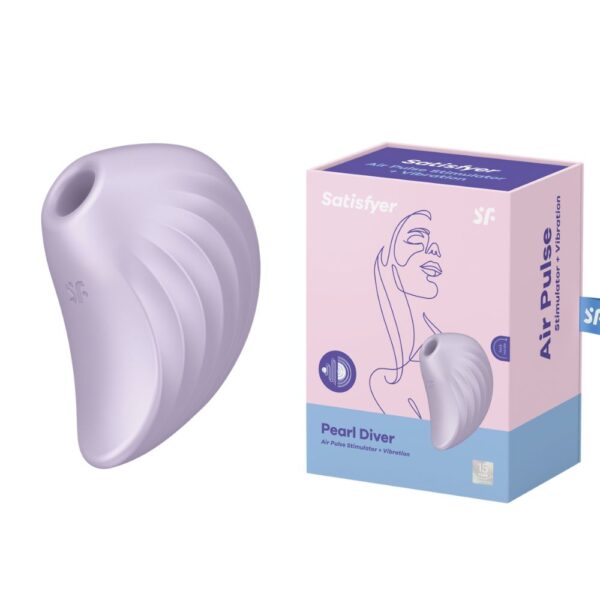 Vibrador Satisfyer Pearl Diver Violet Air Pulse duplo - Image 2