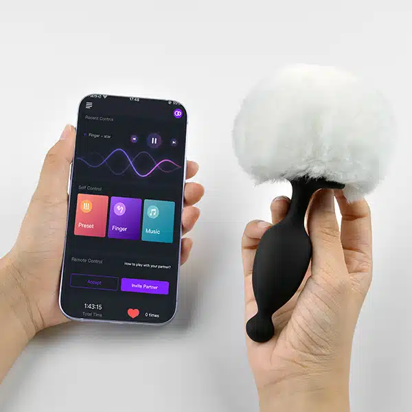 Plug anal cônico recarregável com cauda de coelho, 7 modos de vibração e controle por aplicativo - Magic bunny - Imagem 4