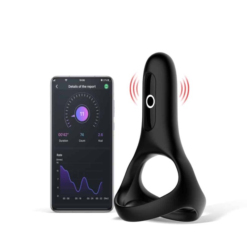 Anel peniano duplo recarregável em silicone com 7 modos de vibração com controle via aplicativo - Magic motion rise - Imagem 2