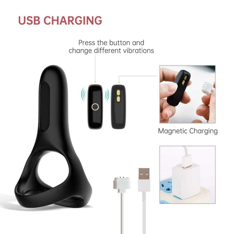Anel peniano duplo recarregável em silicone com 7 modos de vibração com controle via aplicativo - Magic motion rise - Imagem 7