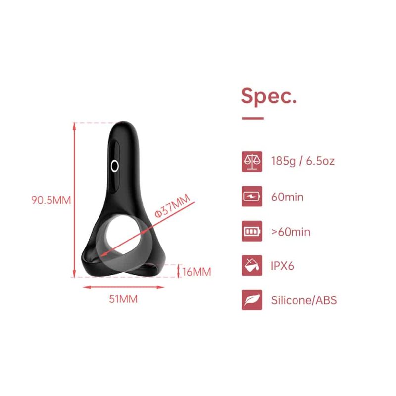Anel peniano duplo recarregável em silicone com 7 modos de vibração com controle via aplicativo - Magic motion rise - Imagem 9