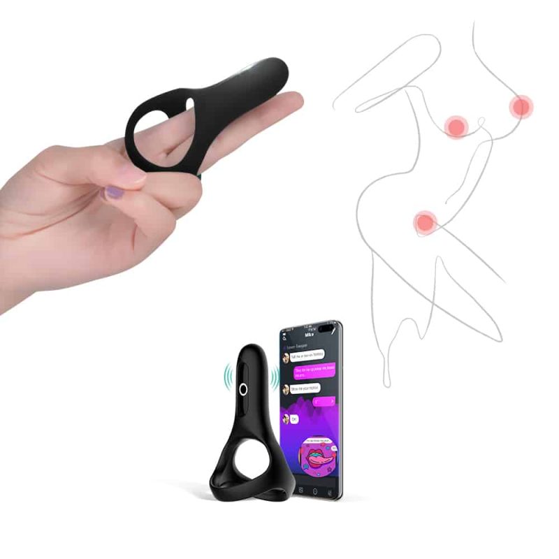 Anel peniano duplo recarregável em silicone com 7 modos de vibração com controle via aplicativo - Magic motion rise - Imagem 11