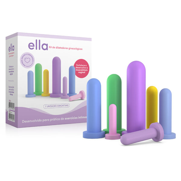 Ella - kit de dilatadores ginecológicos em silicone médico com 7 tamanhos diferentes coloridos