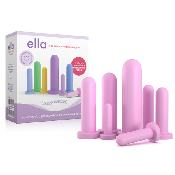 Ella - kit de dilatadores ginecológicos em silicone médico com 7 tamanhos diferentes Rosa