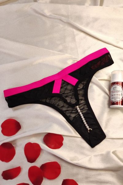 Calcinha sexy com perola estilo tailandesa toda trabalhado com elástico Rosa Fluor 5 15196574607 gv7315 03