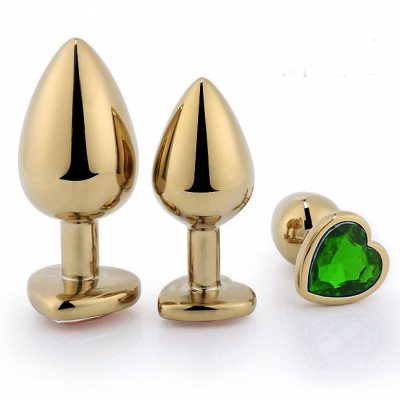 Alternative view of Plug Anal de Coração em Aço Dourado - Tamanho G