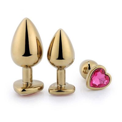 Plug Anal jóia com base de Coração em Aço - Dourado 11 15207997631 15691 4