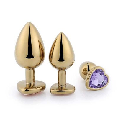 Plug Anal jóia com base de Coração em Aço - Dourado 13 15207997638 15688 4
