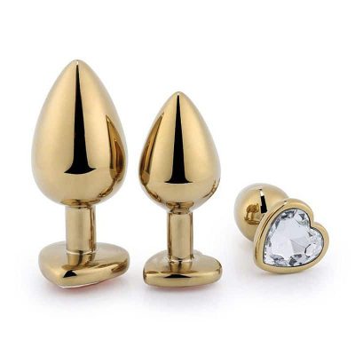 Plug Anal jóia com base de Coração em Aço - Dourado 12 15207997666 15692 4
