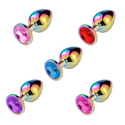 Plug Anal de Aço com Pedra de Cristal - Tamanho Grande 25 15212948557 20092 4