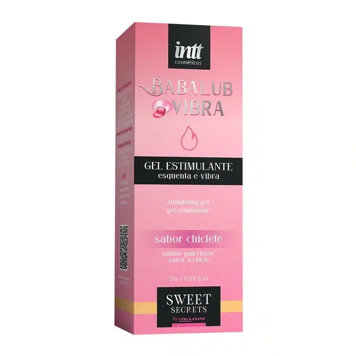Gel excitante unissex beijável com sabor de chiclete, efeito de vibração e esquenta - Intt Babalub vibra 15g - Imagem 3