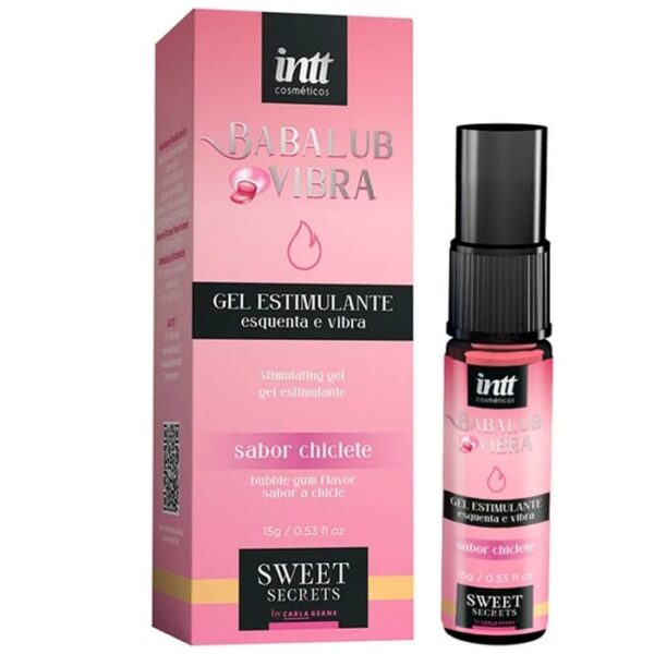 Gel excitante unissex beijável com sabor de chiclete, efeito de vibração e esquenta - Intt Babalub vibra 15g